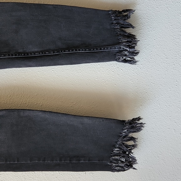 Free People Great Heights Frayed Skinny Jeans Faded Black Distressed Size W 27 - Picture 4 of 9